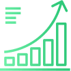 Green bar graph with up arrow