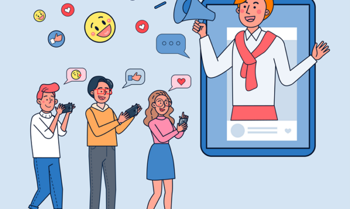 People engaging with social media